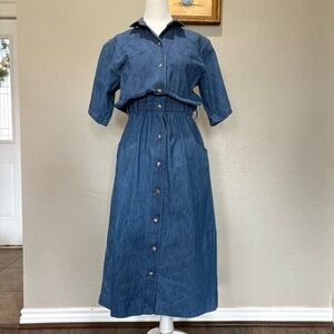 Vintage Gotcha Covered Denim Midi Dress – Made in USA - Size 8